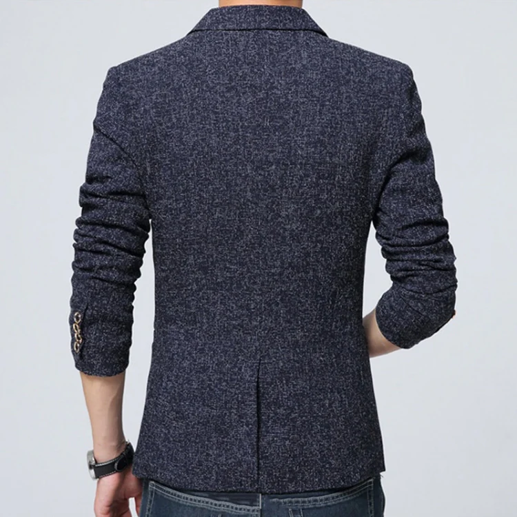 Men Casual Suit Blazer Slim Business Suit Jacket, Size: M(Blue) - Image 3
