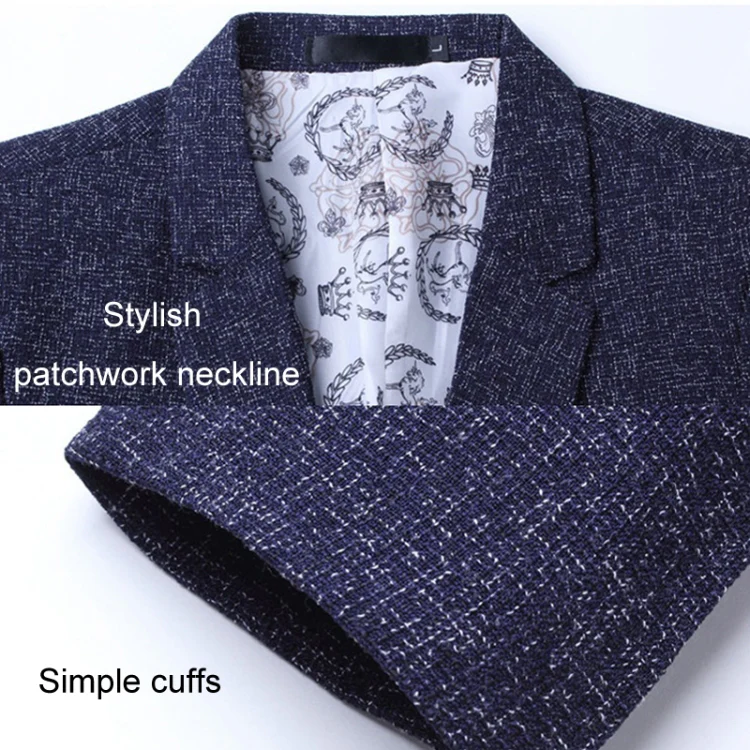 Men Casual Suit Blazer Slim Business Suit Jacket, Size: M(Blue) - Image 7