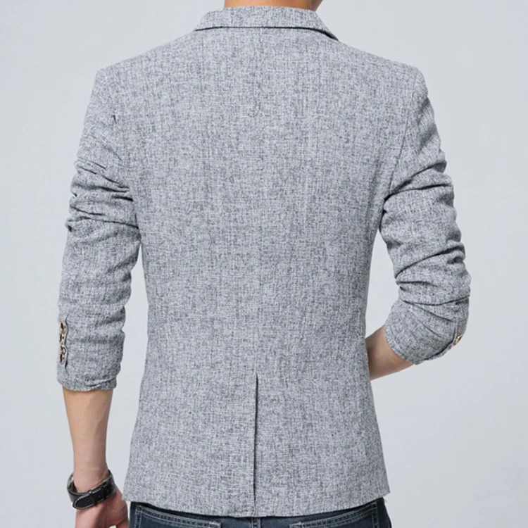 Men Casual Suit Blazer Slim Business Suit Jacket, Size: XL(Gray) - Image 3
