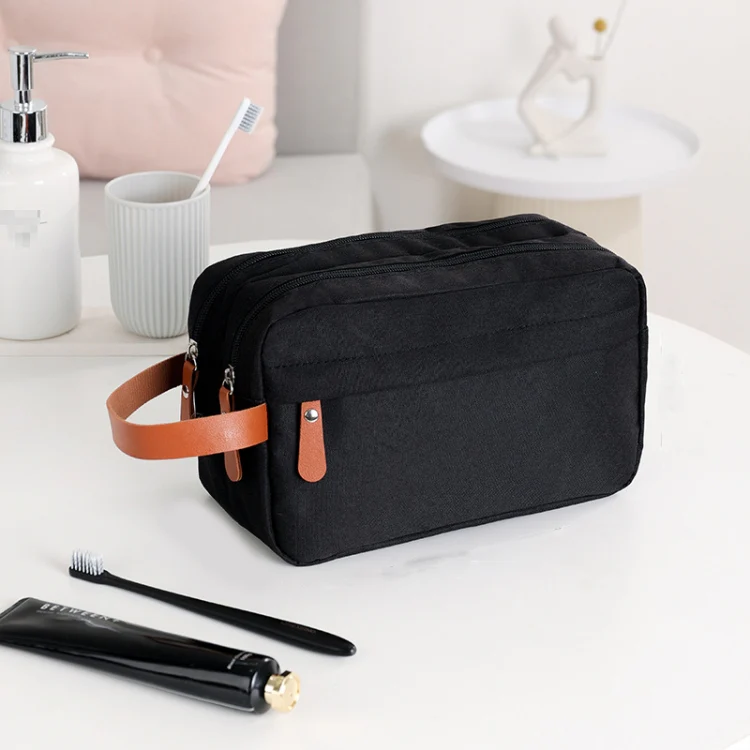 Men Double-layer Travel Toiletry Bag Travel Accessories Portable Moisture-proof Bag(Black)