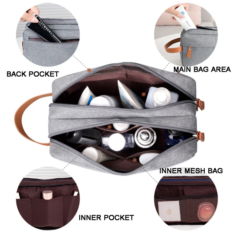 Men Double-layer Travel Toiletry Bag Travel Accessories Portable Moisture-proof Bag(Black) - Image 3
