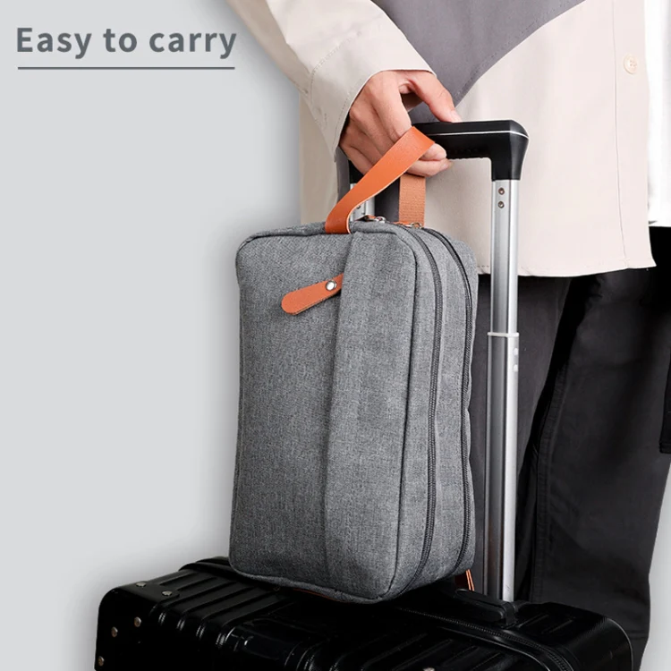 Men Double-layer Travel Toiletry Bag Travel Accessories Portable Moisture-proof Bag(Black) - Image 6