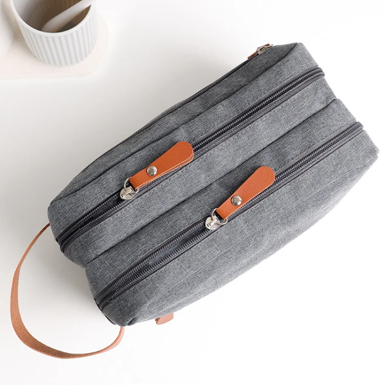 Men Double-layer Travel Toiletry Bag Travel Accessories Portable Moisture-proof Bag(Navy Blue) - Image 4