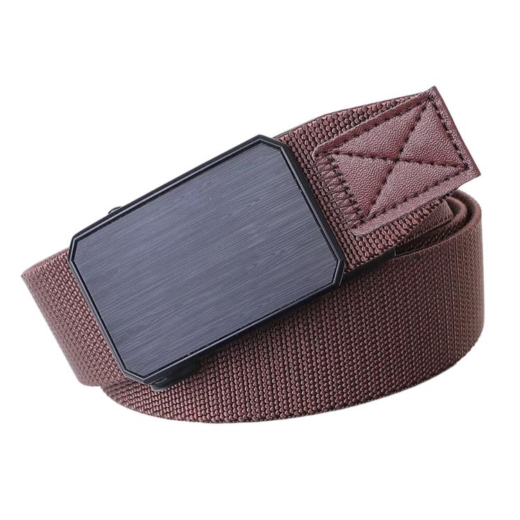 Men Elastic Web Belt Casual Stretch Braided Belts With Zinc Alloy Automatic Buckle, Length: 105cm(Brown)