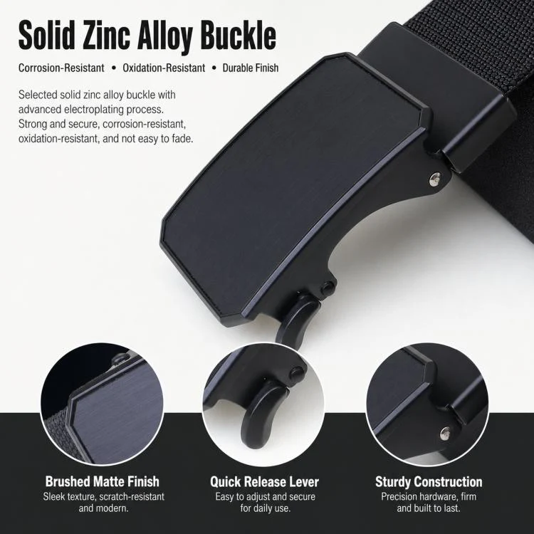 Men Elastic Web Belt Casual Stretch Braided Belts With Zinc Alloy Automatic Buckle, Length: 115cm(Army Green) - Image 3