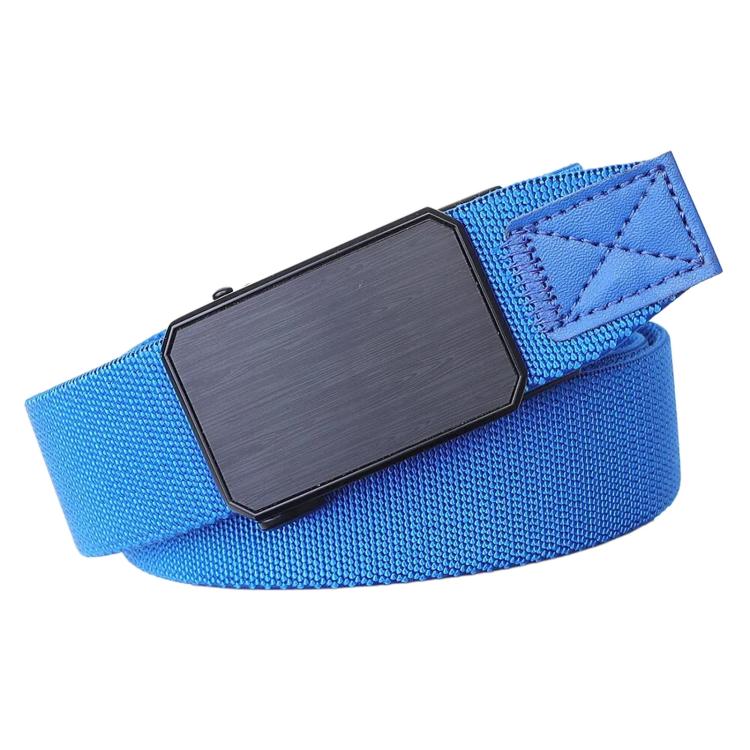 Men Elastic Web Belt Casual Stretch Braided Belts With Zinc Alloy Automatic Buckle, Length: 115cm(Blue)