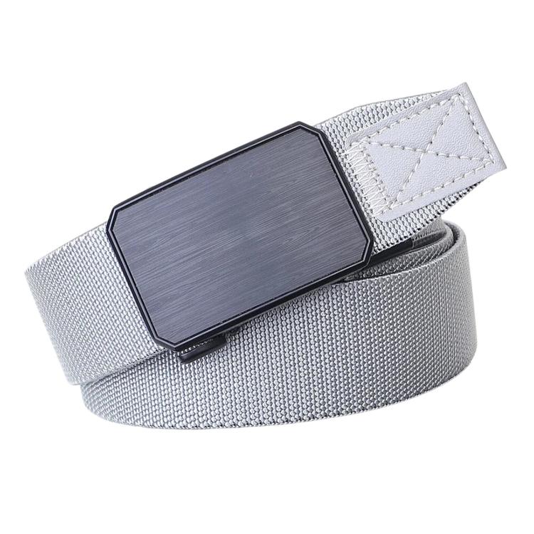 Men Elastic Web Belt Casual Stretch Braided Belts With Zinc Alloy Automatic Buckle, Length: 115cm(Light Gray)