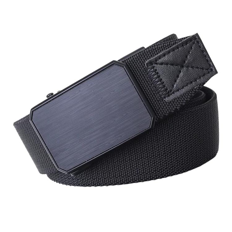 Men Elastic Web Belt Casual Stretch Braided Belts With Zinc Alloy Automatic Buckle, Length: 125cm(Black)