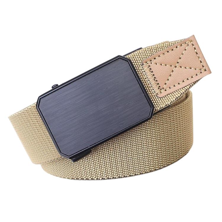 Men Elastic Web Belt Casual Stretch Braided Belts With Zinc Alloy Automatic Buckle, Length: 125cm(Khaki)