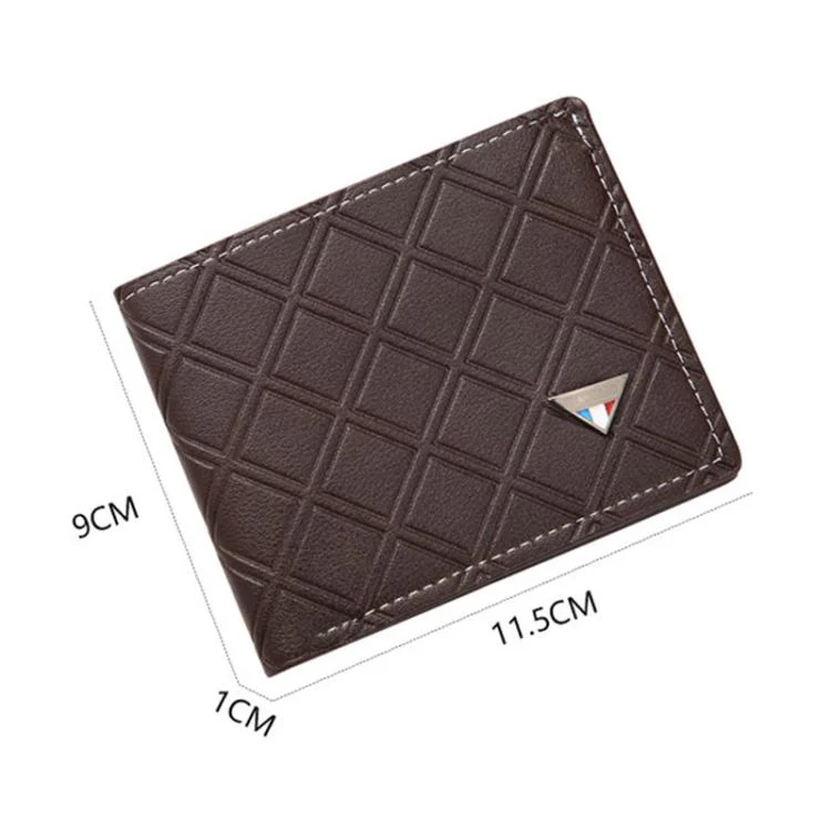 Men Geometric Print PU Leather Short Wallet(Coffee) - Image 2