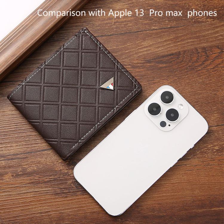 Men Geometric Print PU Leather Short Wallet(Coffee) - Image 6