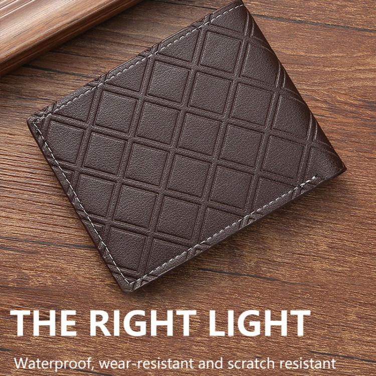 Men Geometric Print PU Leather Short Wallet(Coffee) - Image 8
