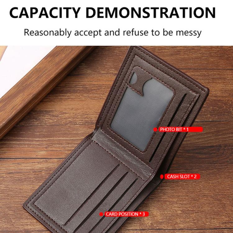 Men Geometric Print PU Leather Short Wallet(Coffee) - Image 9