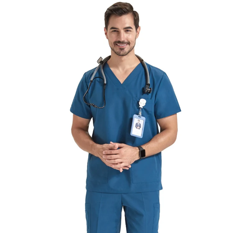 Men Grooming Pet Dental Work Clothes Short-Sleeved Top + Pants Set, Size: XL(Dark Green) - Image 2