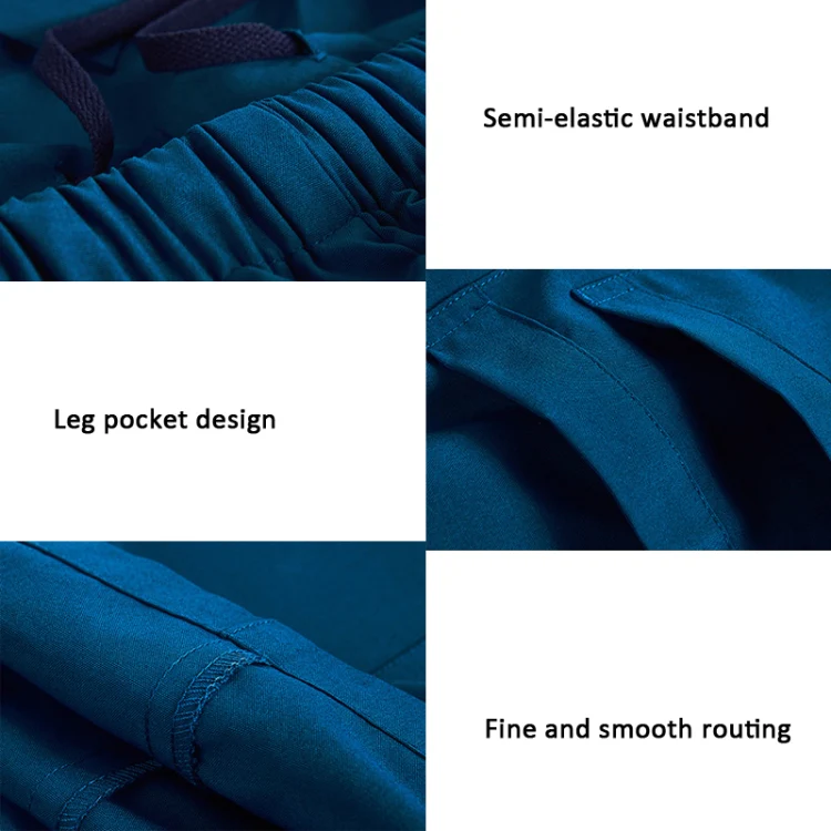 Men Scrub Pet Dental Work Clothes Long-sleeved Top + Pants Set, Size: XL(Dark Green) - Image 6