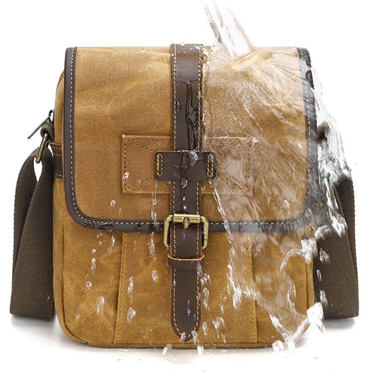 Men Waxed Canvas Crossbody Bag Vintage Crazy Horse Leather Messenger Bag for Daily Commute(Deep Gray) - Image 3