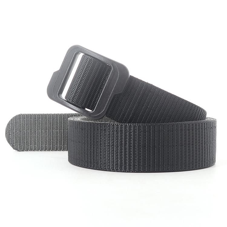 Men Web Thickened Double-Sided Canvas Belts With Plastic Buckle, Length: 110cm(Gray)