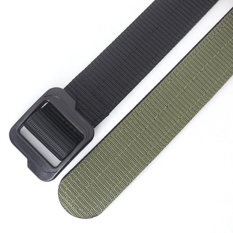 Men Web Thickened Double-Sided Canvas Belts With Plastic Buckle, Length: 110cm(Gray) - Image 5