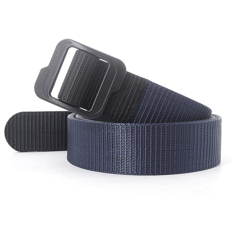 Men Web Thickened Double-Sided Canvas Belts With Plastic Buckle, Length: 130cm(Blue)