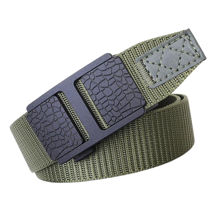 Mens Casual Web Belt Business Work Nylon Belts With Automatic Buckle, Length: 105cm(Army Green)