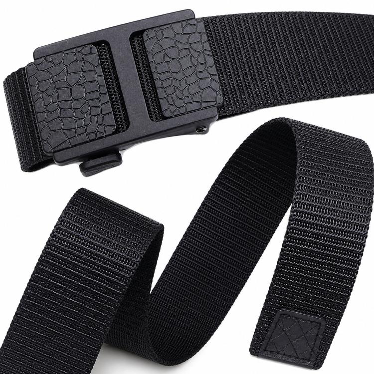 Mens Casual Web Belt Business Work Nylon Belts With Automatic Buckle, Length: 105cm(Black) - Image 3