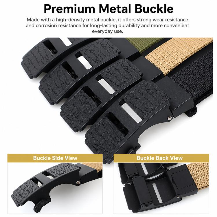 Mens Casual Web Belt Business Work Nylon Belts With Automatic Buckle, Length: 115cm(Army Green) - Image 4
