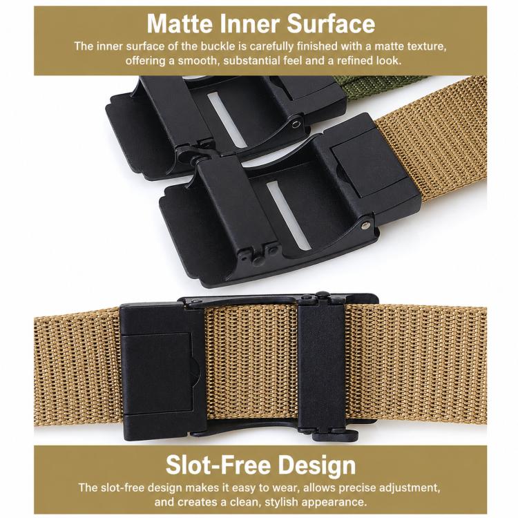 Mens Casual Web Belt Business Work Nylon Belts With Automatic Buckle, Length: 115cm(Black) - Image 6