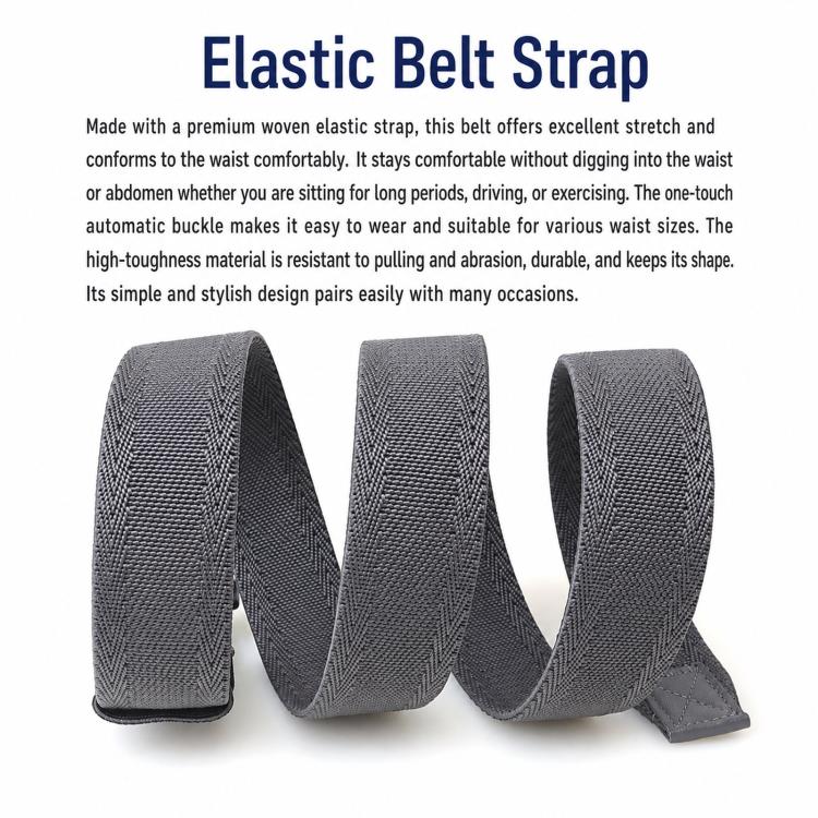 Mens Elastic Braided Belt Stretch Woven Nylon Webbing Belt With Automatic Sliding Buckle, Length: 105cm(Black) - Image 3