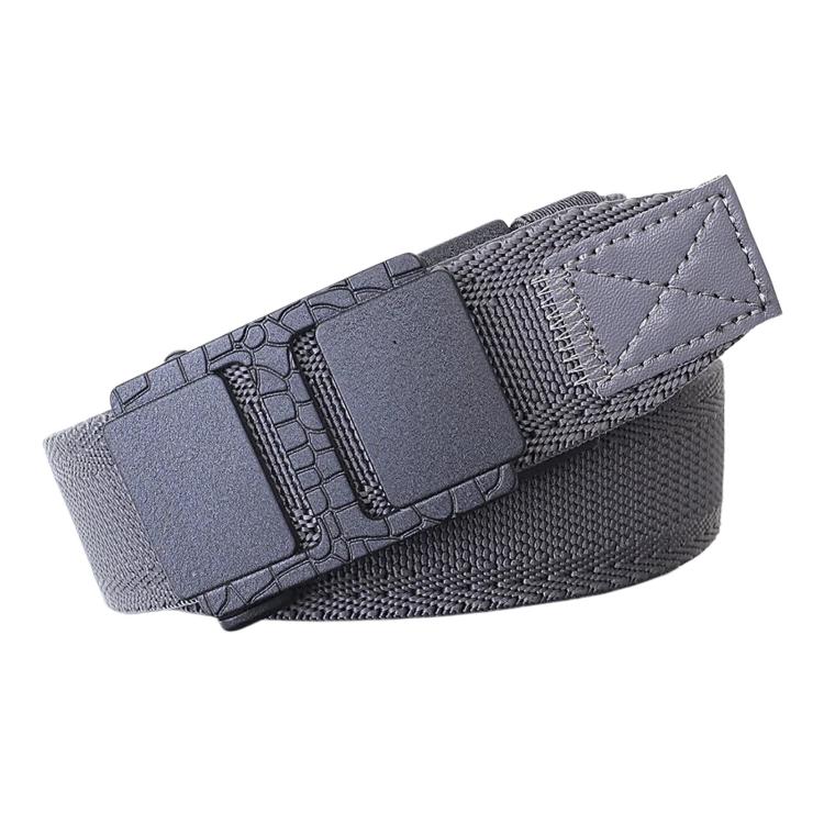 Mens Elastic Braided Belt Stretch Woven Nylon Webbing Belt With Automatic Sliding Buckle, Length: 125cm(Dark Gray)