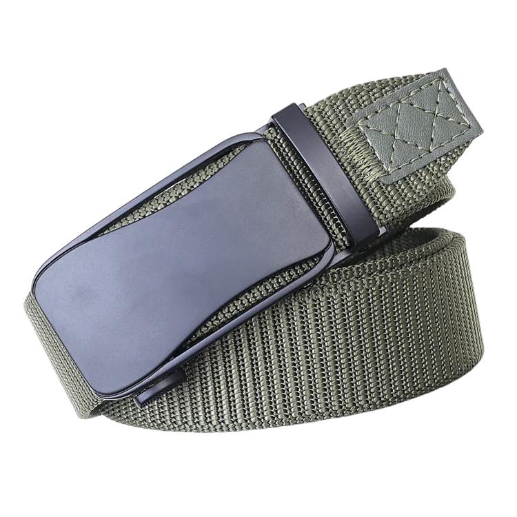 Mens Elastic Nylon Belt Stretch Work Belts With Toothless Automatic Alloy Buckle, Size: 125cm(Army Green)
