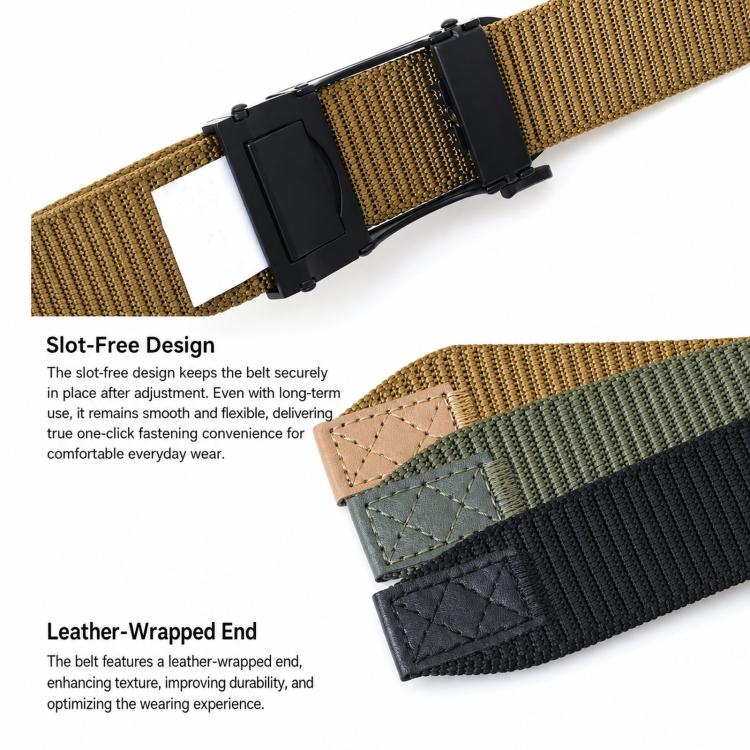 Mens Elastic Nylon Belt Stretch Work Belts With Toothless Automatic Alloy Buckle, Size: 125cm(Black) - Image 5