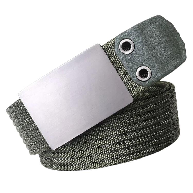 Mens Nylon Belt Casual Canvas Work Belts With Smooth Zinc Alloy Buckle, Length: 115cm(Army Green)