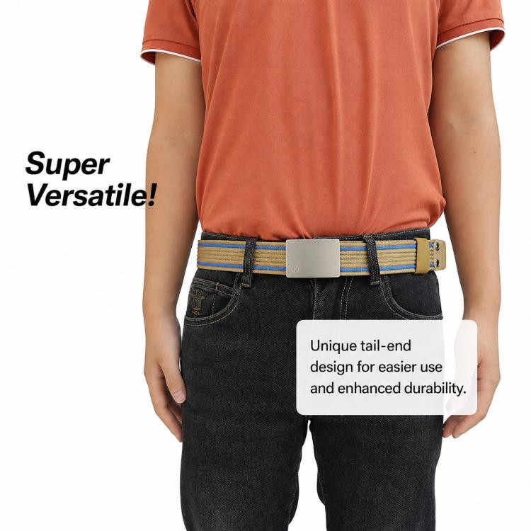 Mens Nylon Belt Casual Canvas Work Belts With Smooth Zinc Alloy Buckle, Length: 115cm(Brown Blue) - Image 7