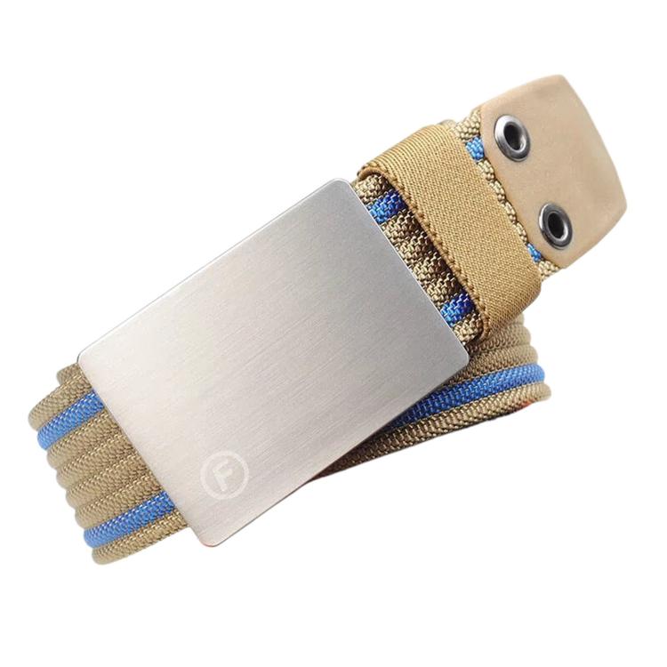 Mens Nylon Belt Casual Canvas Work Belts With Smooth Zinc Alloy Buckle, Length: 115cm(Khaki Blue)
