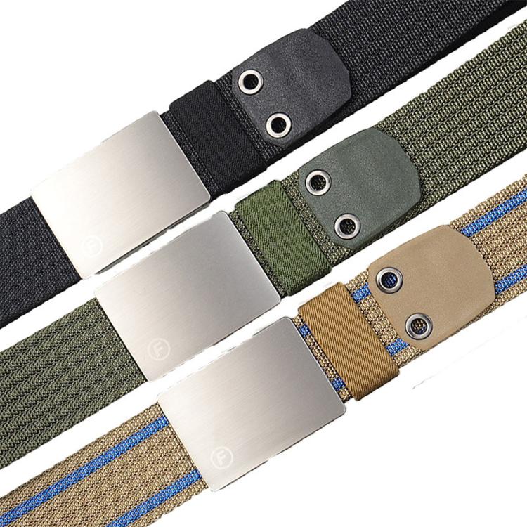 Mens Nylon Belt Casual Canvas Work Belts With Smooth Zinc Alloy Buckle, Length: 125cm(Black) - Image 2