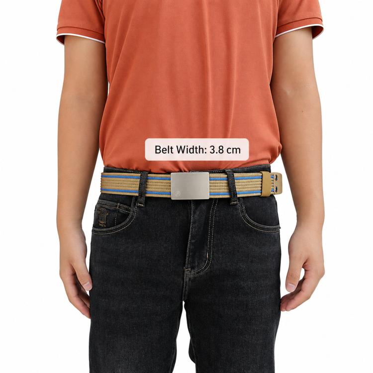 Mens Nylon Belt Casual Canvas Work Belts With Smooth Zinc Alloy Buckle, Length: 125cm(Khaki) - Image 6