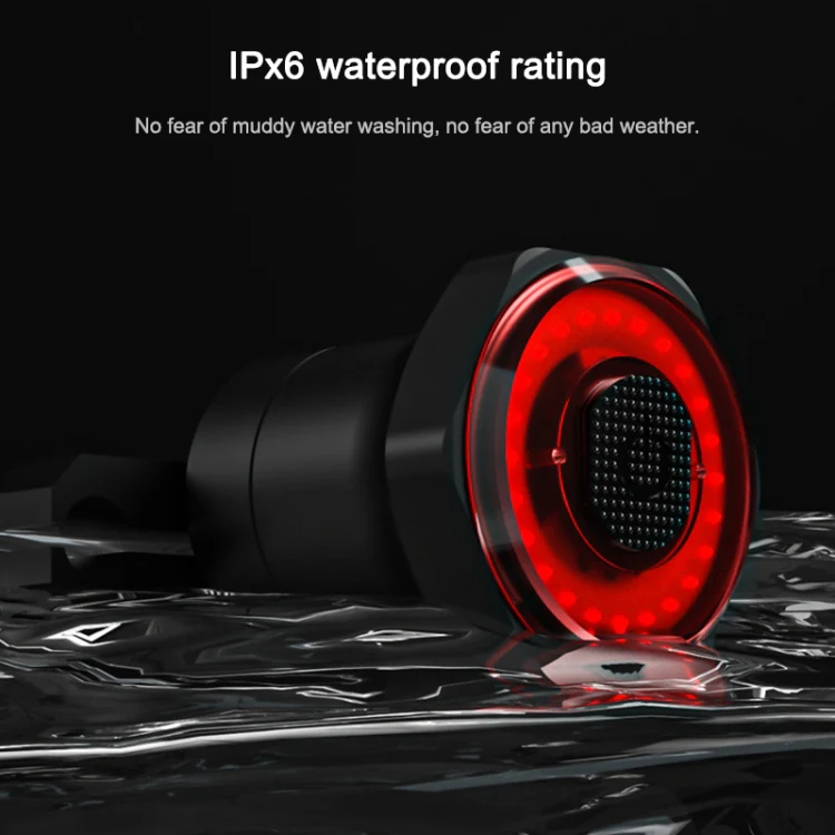MEROCA MX2 Smart Sensor Brake Tail Light Mountain Bike Light USB Charging Road Bike Night Riding Tail Light, Color:Seat Tube Installation Black - Image 9