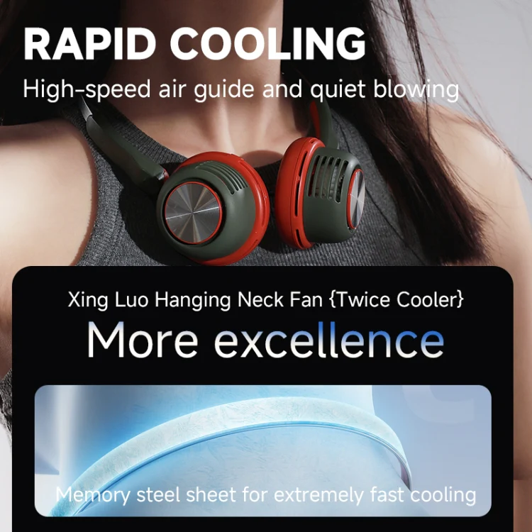 MF088 XINGLUO Neck Band Electric Fan(Green) - Image 5