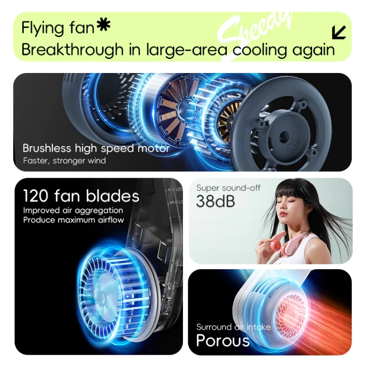 MF089 Speedy Neck Band Electric Fan(Pink) - Image 3