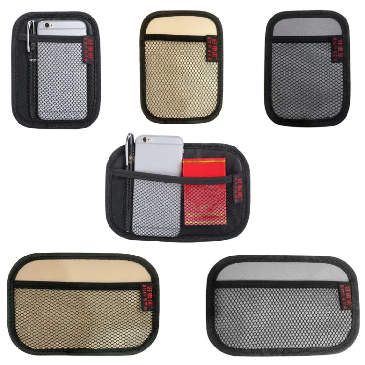 Microfiber Leather Car Mobile Phone Sticky Storage Net Bag, Color: H005 Black Small - Image 2