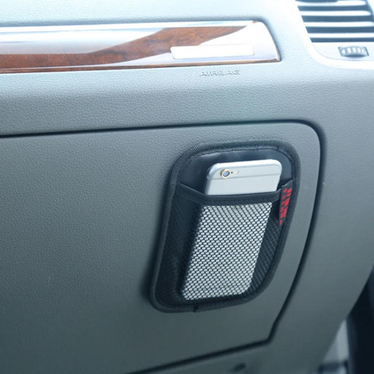 Microfiber Leather Car Mobile Phone Sticky Storage Net Bag, Color: H006 Beige Small - Image 6