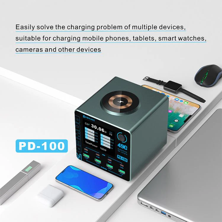 Mijing PD100 100W Multi-Port Smart Fast Charger Supports QC / PD Fast Charging & 15W Wireless Charging, Plug:EU Plug - Image 7