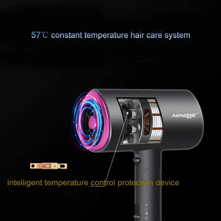 Mingge T1 T Style 1800W High-power Cold Hot Air Wind Fast Drying Folding Hair Dryer, Plug Type:EU Plug(Gray) - Image 5