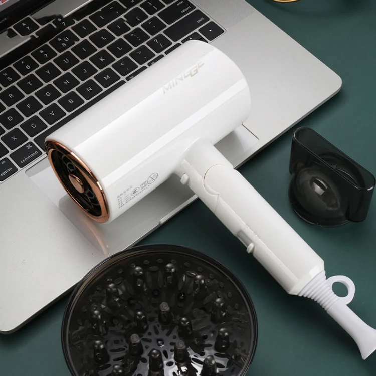 Mingge T1 T Style 1800W High-power Cold Hot Air Wind Fast Drying Folding Hair Dryer, Plug Type:US Plug(White) - Image 2