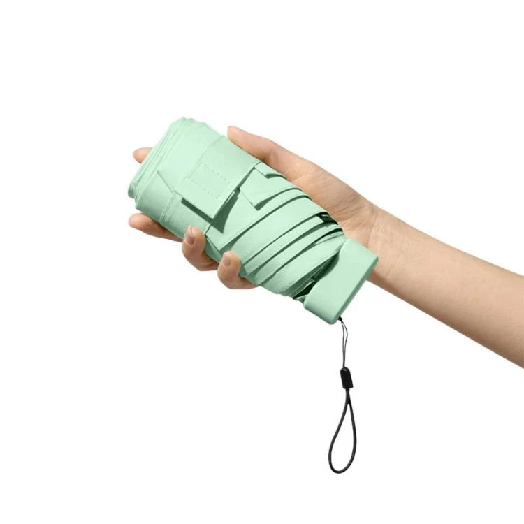 Mini 6-Fold Sun Umbrella Dual-Use UV Protection Parasol For Rain & Shine, Spec: No Box(Green)