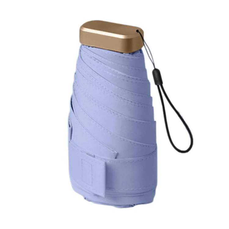 Mini 6-Fold Sun Umbrella Dual-Use UV Protection Parasol For Rain & Shine, Spec: No Box(Metal Handle Purple)