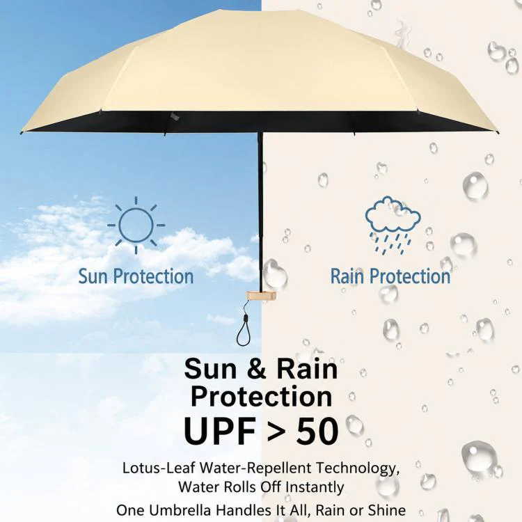 Mini 6-Fold Sun Umbrella Dual-Use UV Protection Parasol For Rain & Shine, Spec: No Box(Pink) - Image 4
