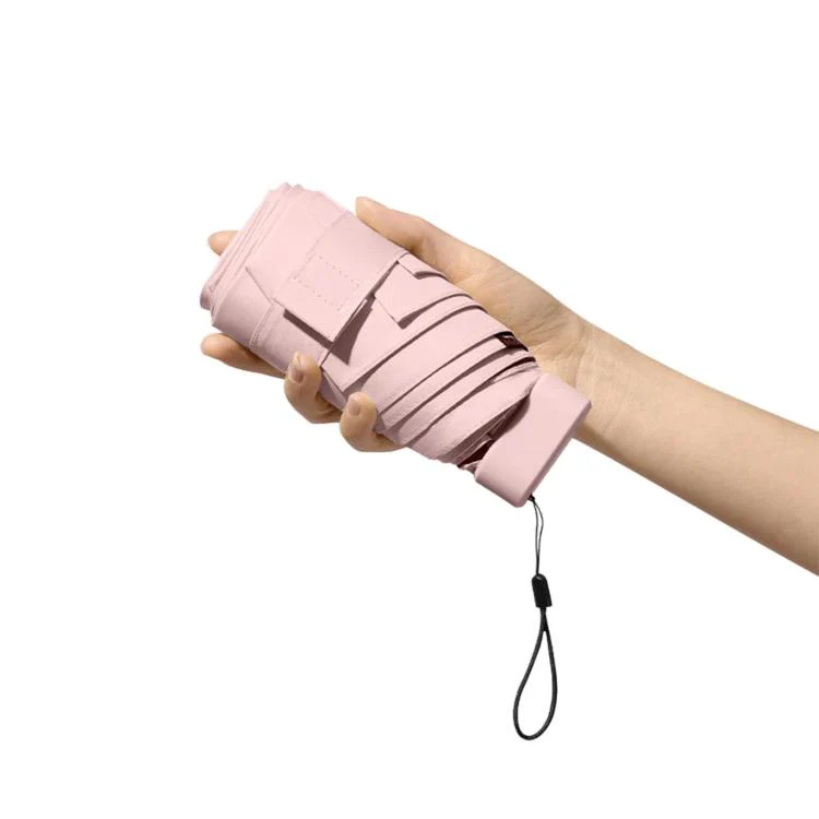 Mini 6-Fold Sun Umbrella Dual-Use UV Protection Parasol For Rain & Shine, Spec: With Box(Pink)
