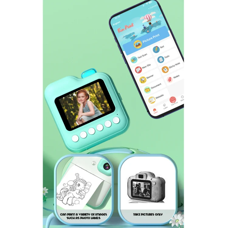Mini Children High-Definition Printing Digital Camera, Color: Pink+64G TF Card - Image 4