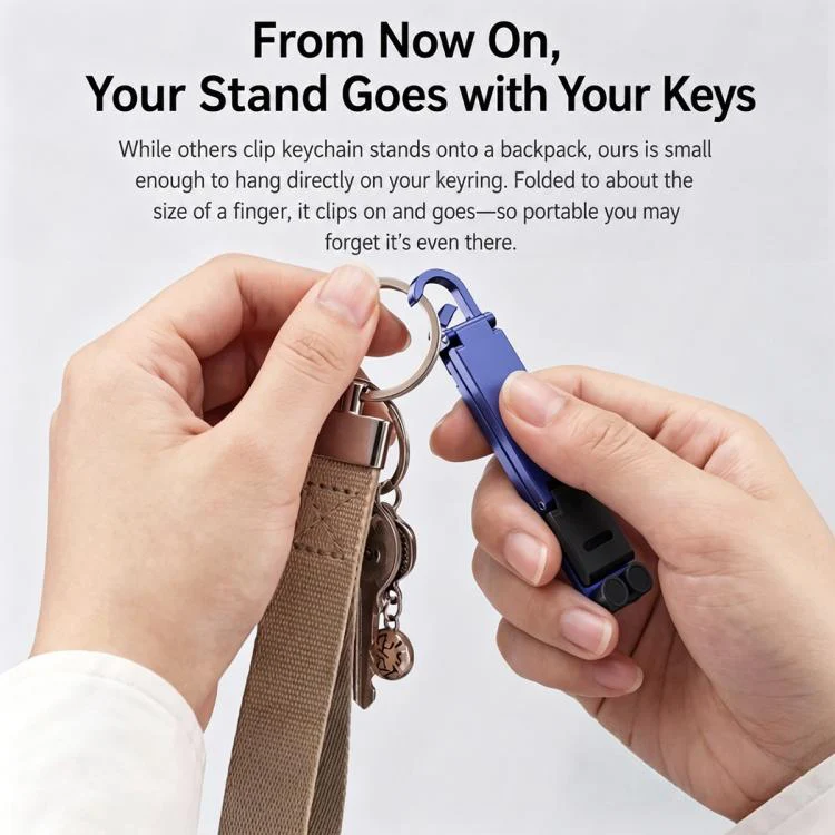 Mini Foldable Aluminum Alloy Keychain Phone Holder(Dark Grey) - Image 8